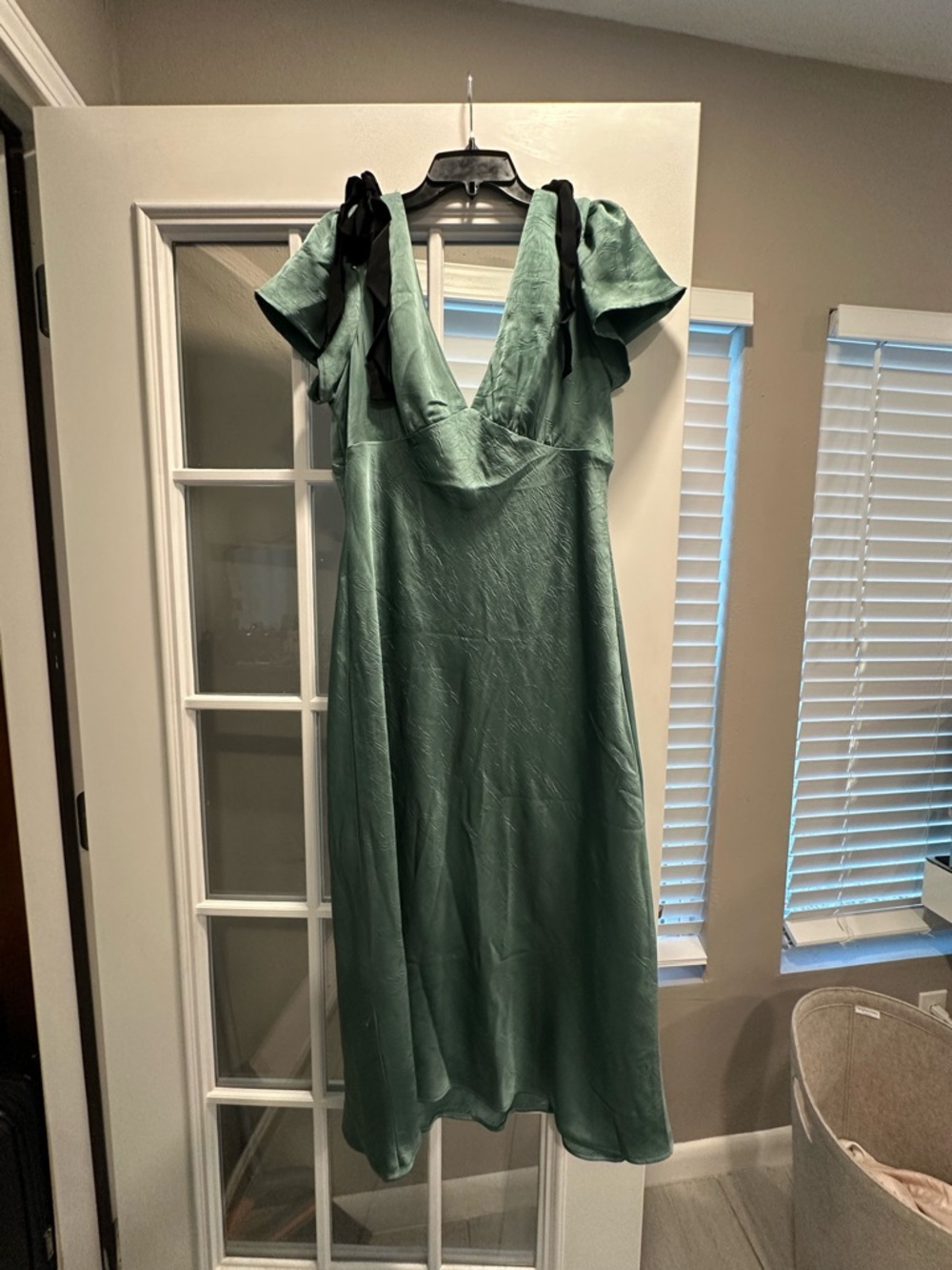 wild fable Sage Green Maxi Dress with Black Tie Straps